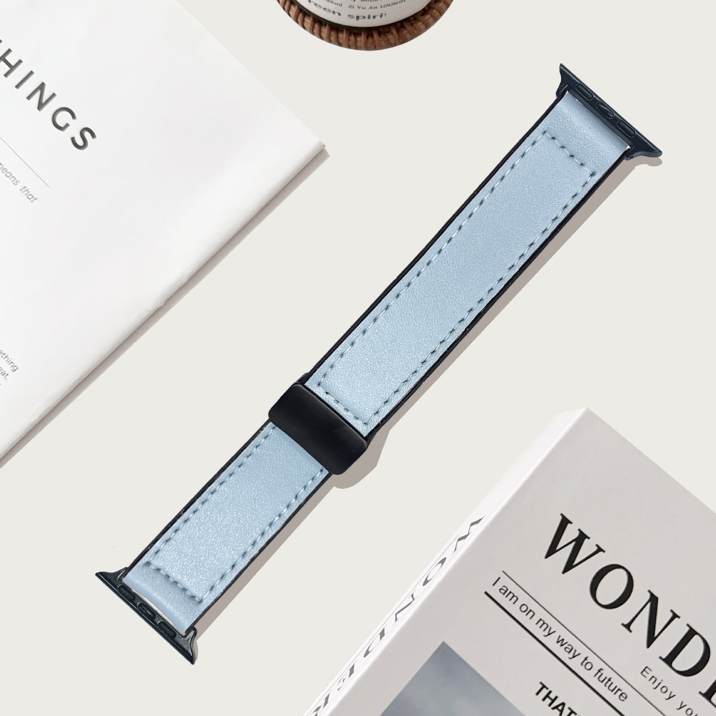 Compatible with Apple Watch 5/6/7/8/9 Ultra Magnetic Buckle Crazy Horse Texture Silicone Skin Strap